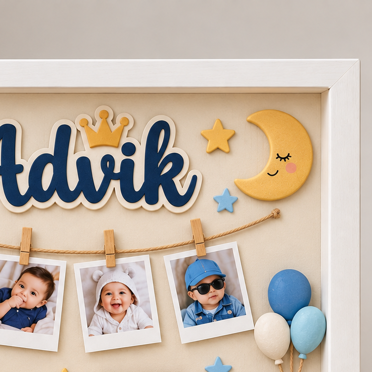 Personalized 3D LED Baby Birth Announcement Shadow Box Frame