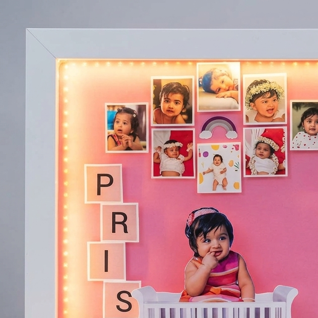 Personalized 3D LED Baby Birth Announcement Shadow Box Frame