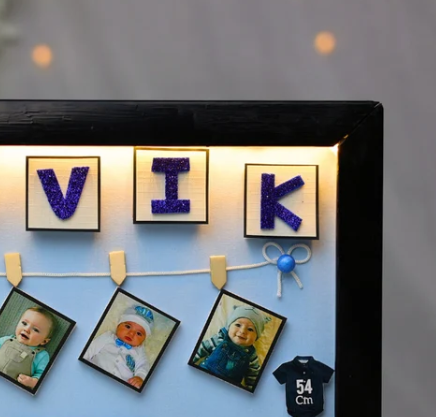 Personalized 3D LED Baby Birth Announcement Shadow Box Frame