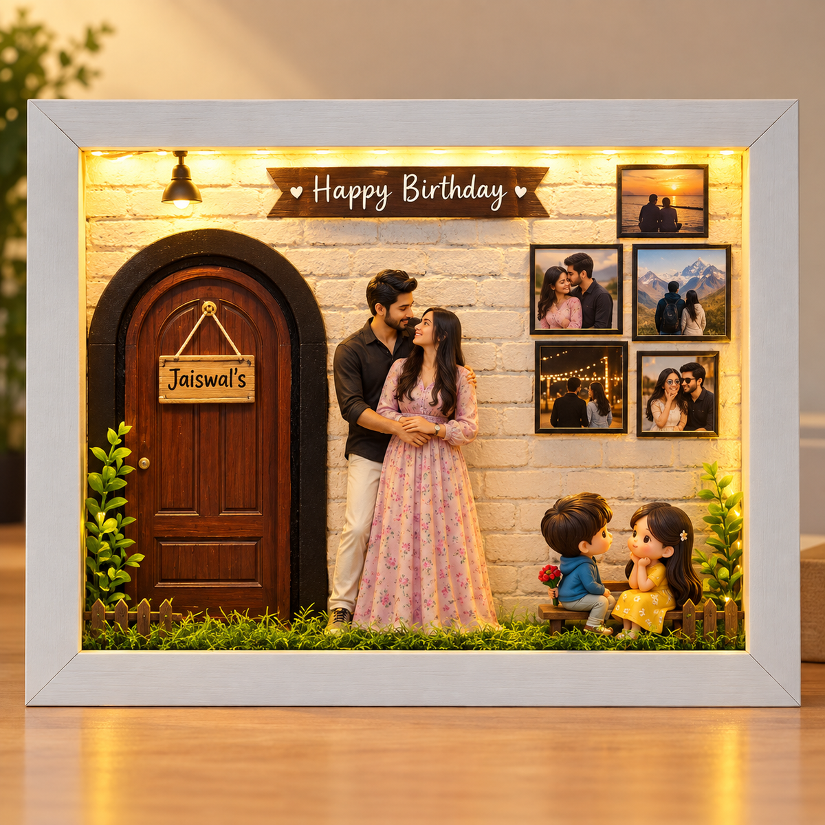 Personalized 3D LED Birth Announcement Shadow Box Frame
