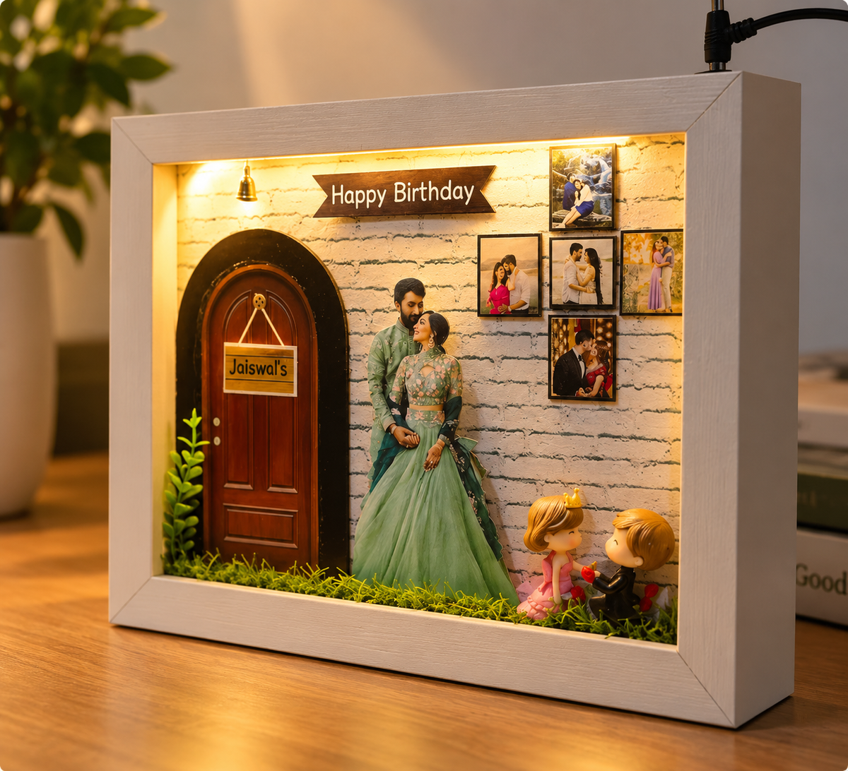 Personalized 3D LED Birth Announcement Shadow Box Frame